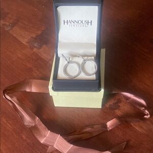 NIB Sterling Silver Pandora Hoop Earrings with gift box.